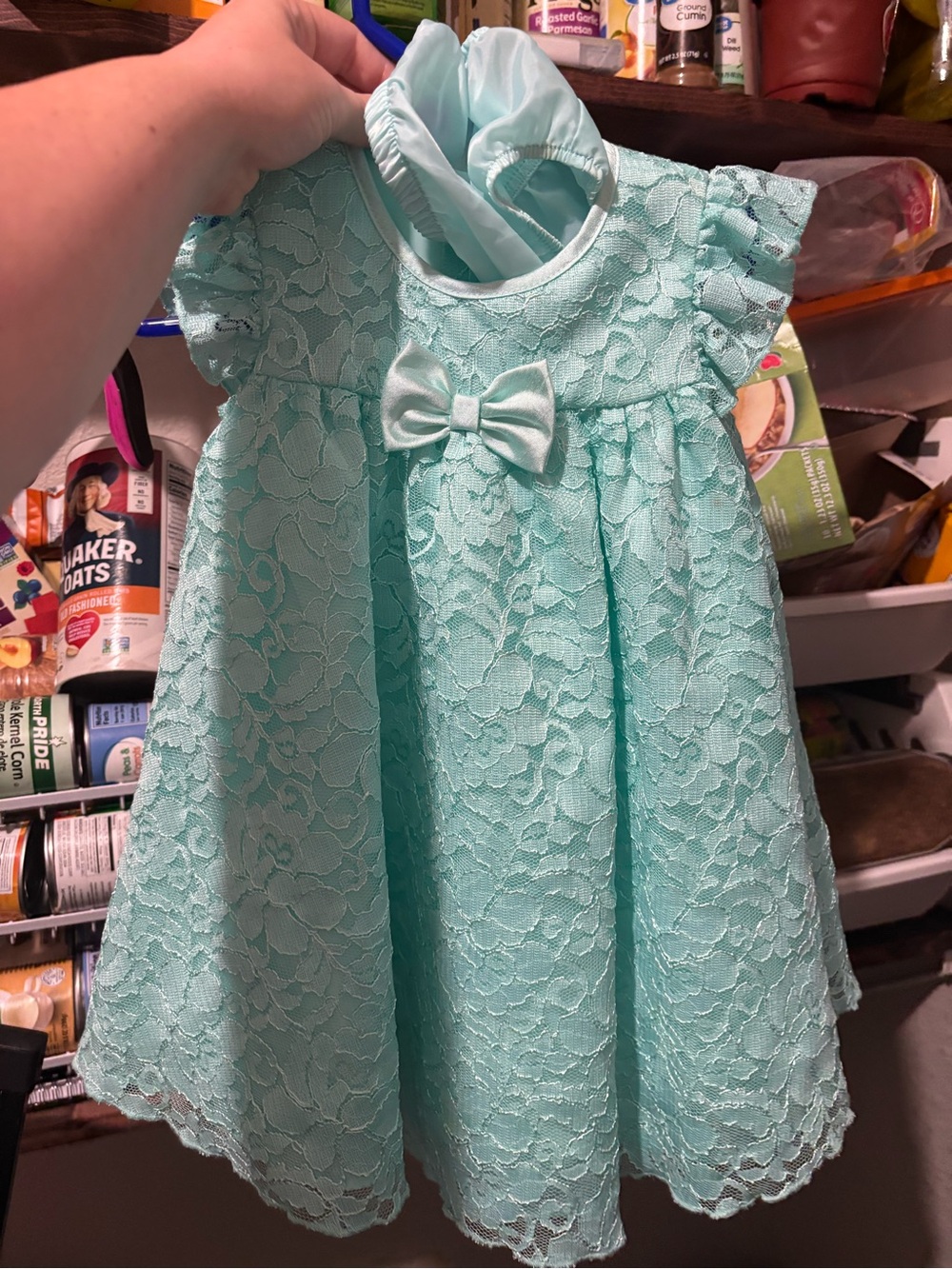 George Mint Lace Bow Party Dress